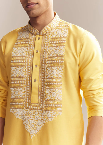 yellow-silk-kurta-set-for-men-with-kashmiri-hand-work-sg325912-1