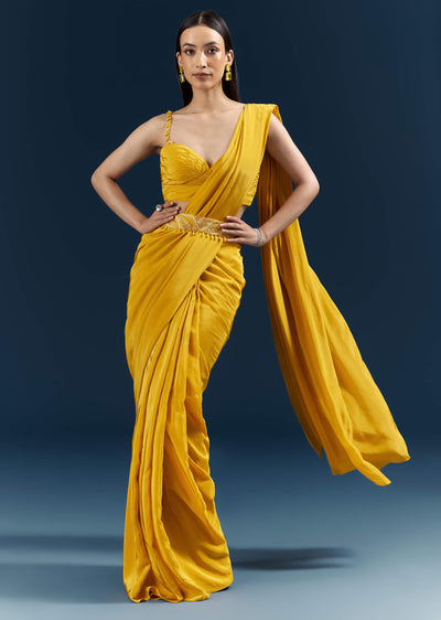 yellow crepe ready pleated saree with heavy-sg348085-6 6