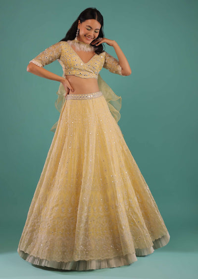 yellow lehenga choli in organza with aari embroidered-sg80812 2