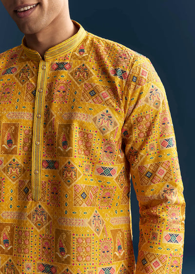 yellow silk kurta set for men with heavy hand-sg344135-1-nosto 6