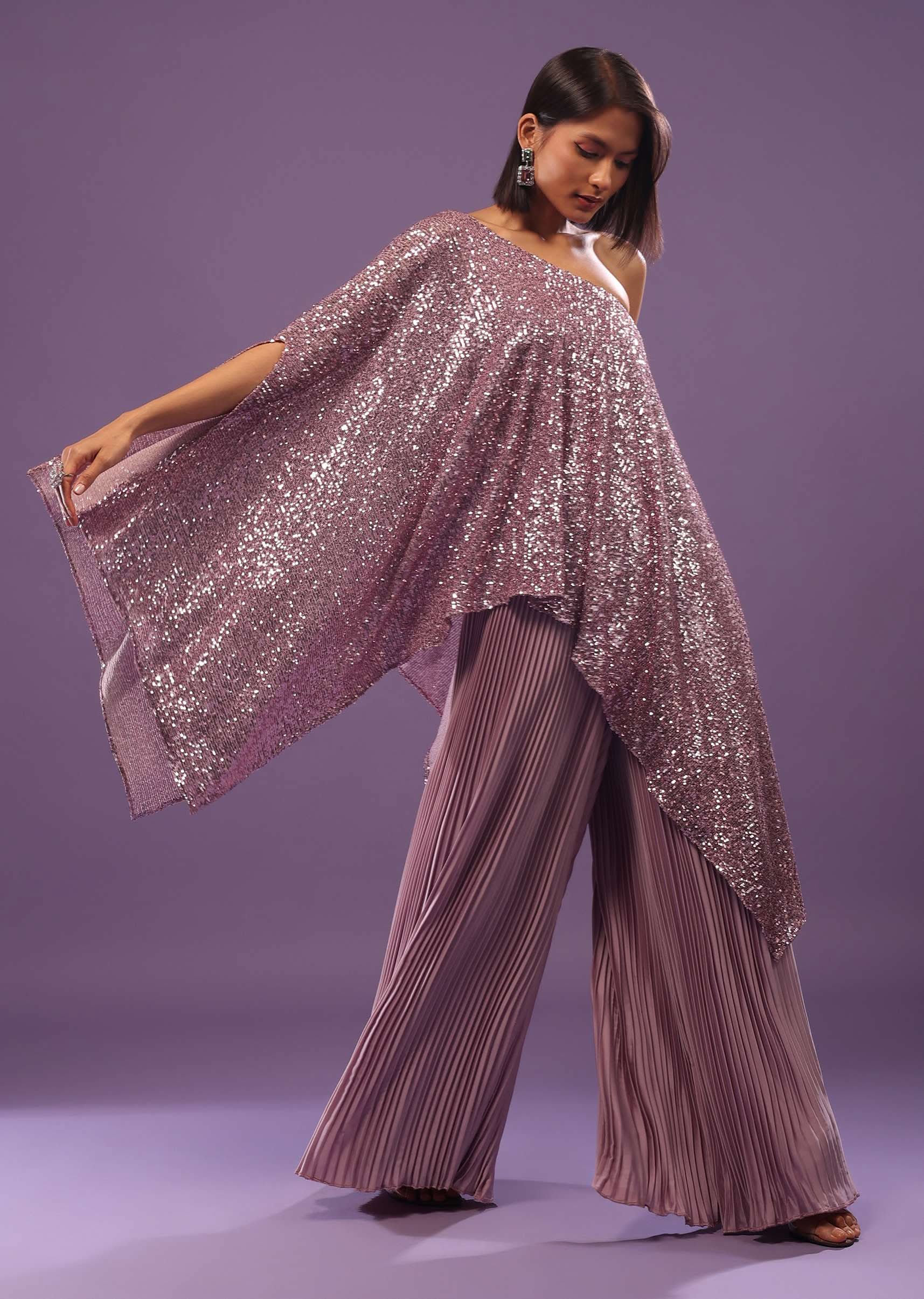 zephyr lilac purple palazzo top set in sequins-sg135176 2